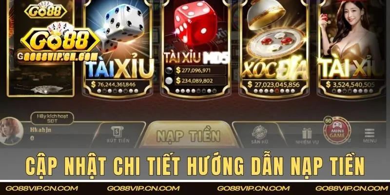 Cập nhật chi tiết hướng dẫn nạp tiền GO88